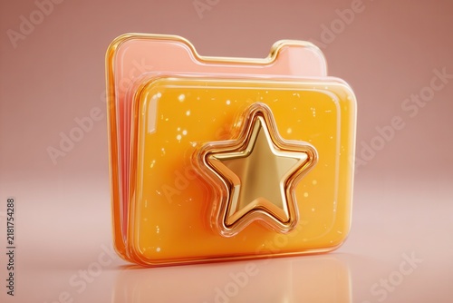 Orange folder with golden star icon on pink background