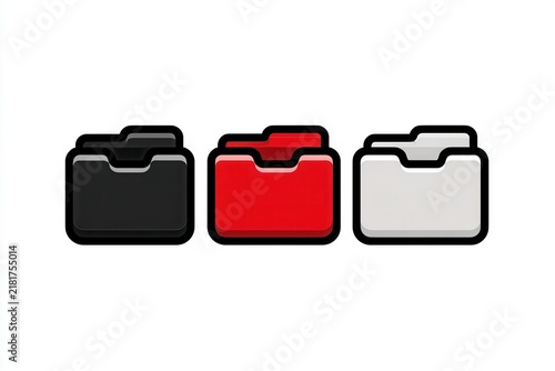 Three colorful file folders on white background