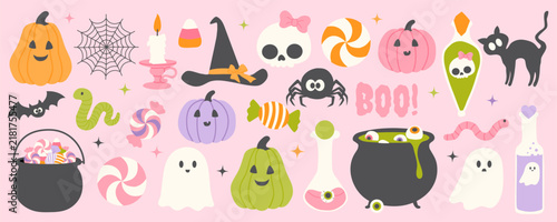 Foto Cute Halloween doodle clipart set