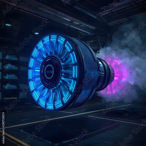 Premium Neon Rocket Engine Core with Futuristic Plasma Glow