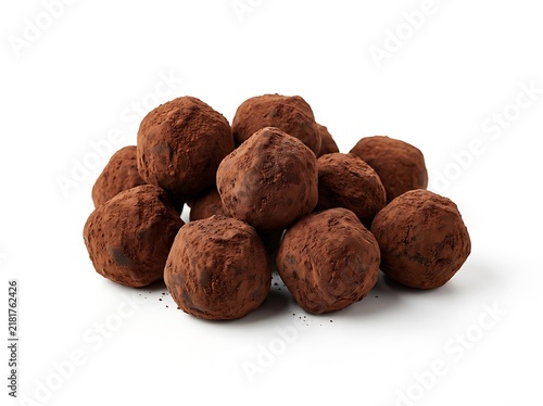 Delicious homemade chocolate truffles collection isolated on white background