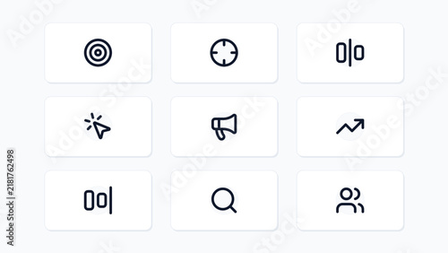 AdTech Programmatic Advertising Marketing Audience Targeting 9 Vector Icon Set Isolated Background