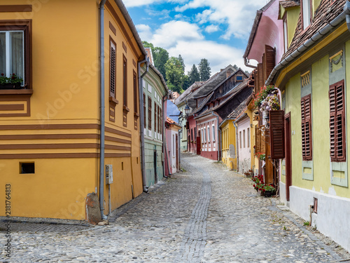 Colorful houses in Sighisoara city, Romania