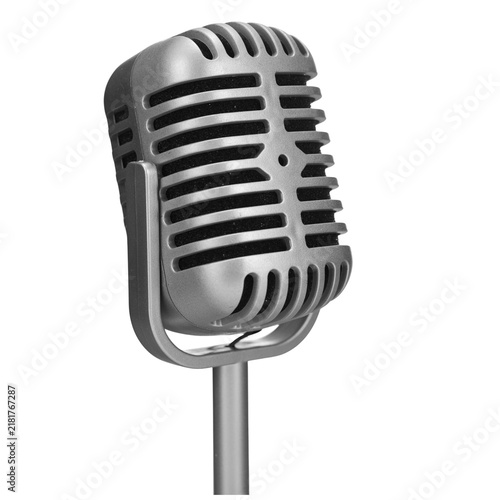 retro microphone isolated on white background