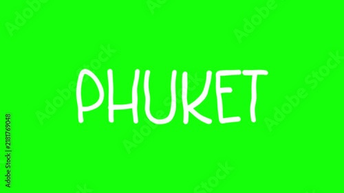 Phuket Hand Drawn Scribble Overlay with Green Background