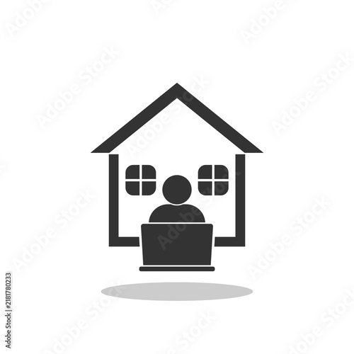 Working at home sign icon with shadow