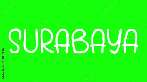Surabaya Hand Drawn Scribble Overlay with Green Background