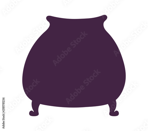 Witch pot, cauldron illustration isolated. Halloween decoration, holiday symbol, banner, party invite design element, clip art. Hand drawn vector, line drawing