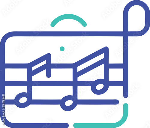 Musical notes on staff sheet music symbol vector illustration with illustration minimalist vector illustration
