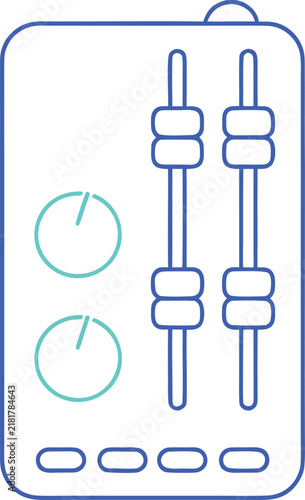 Audio mixer dj console sound controller sliders and knobs vector illustration with controller, electronic vector illustration
