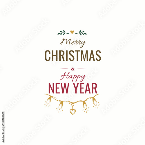 Merry Christmas and Happy New Year Greeting Typography