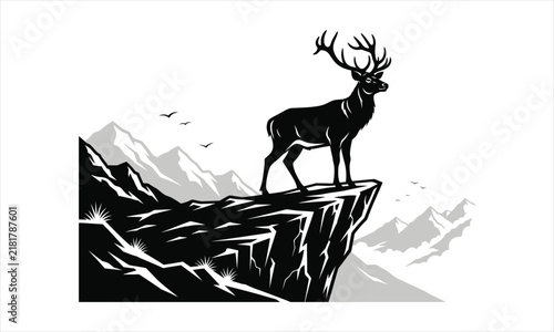 Deer with large antler, large antler Deer, Deer head, Deer hunter, Giant antler deer, Deer climbing in mountain, Deer Silhouette Vector Set, Large Antler Deer, Giant Antler Stag, Deer Head