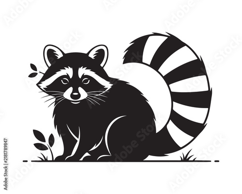 Raccoon Silhouette Vector Set, Mother Raccoon with Baby, Raccoon Climbing Tree, Raccoon Holding Fruit, Wildlife Animal Illustration Collection