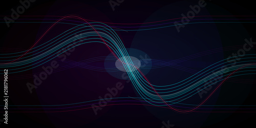 Fotografía Abstract digital flowing waves with radiant central convergence point on transpa