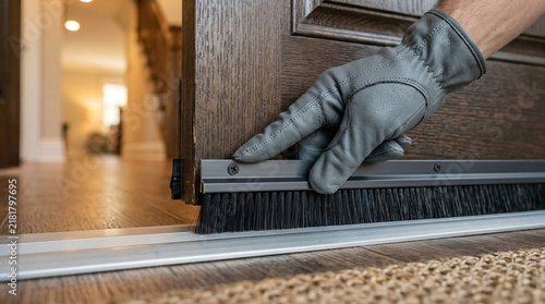 how to install door bottom brush seal | energy efficient home weatherstripping | stopping drafts under doors | diy door sweep installation for pest control