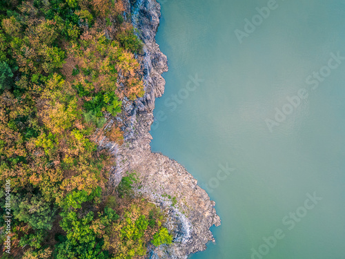 Canvas Print View of the Vltava river in Czechia photographed from above.