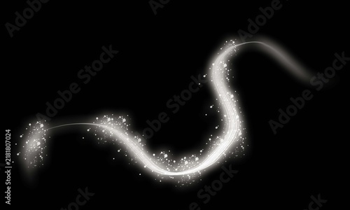 Quadro su tela Glowing white magic trail with sparkling dust particles