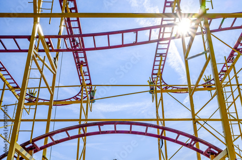 Photography typical tracks of a rollercoaster