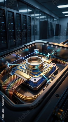 Quantum processor, operating inside an advanced quantum computing laboratory, showcasing cutting-edge technological infrastructure, facilitating complex scientific research for future data engineering