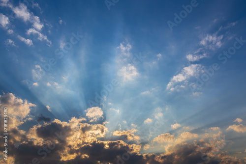 Sunset and rays of the sun