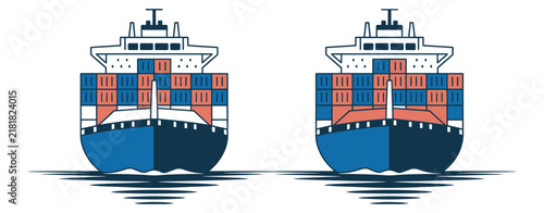Foto cargo ship icon, maritime transport, freight shipping, international trade, logi