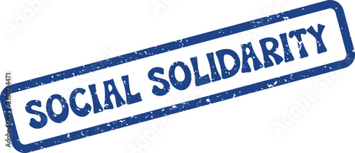 Blue textured stamp illustration symbolizing shared social solidarity among diverse communities