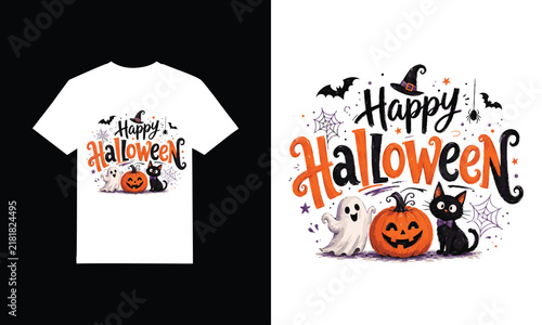 Happy Halloween Typography T-shirt