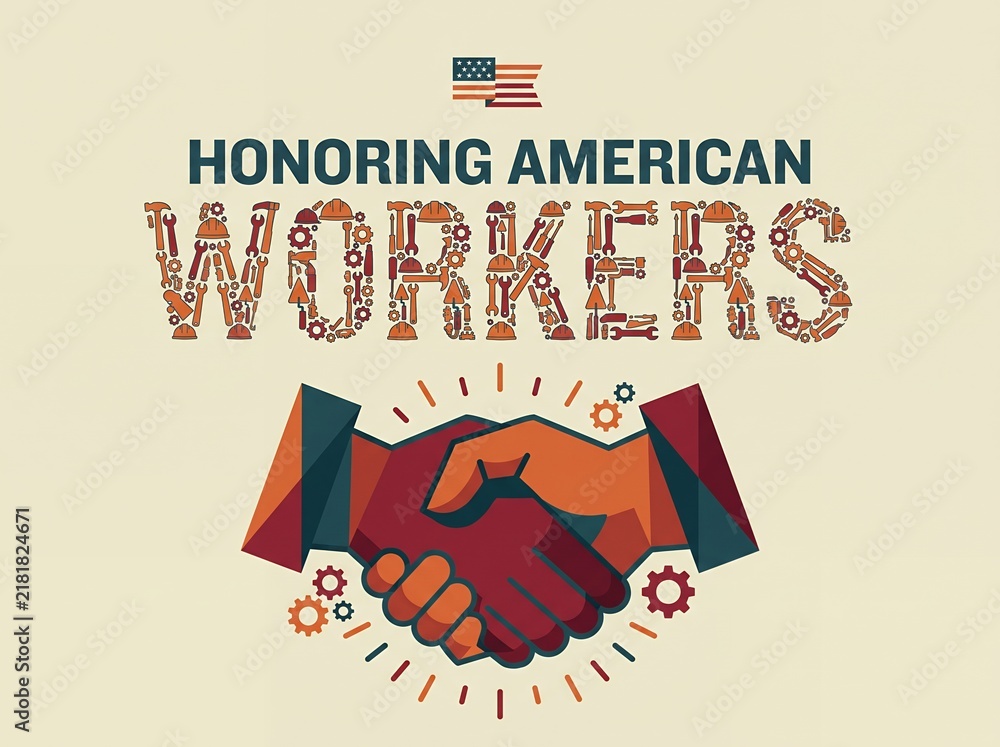 Obraz premium Happy labor day in United States of America background illustration