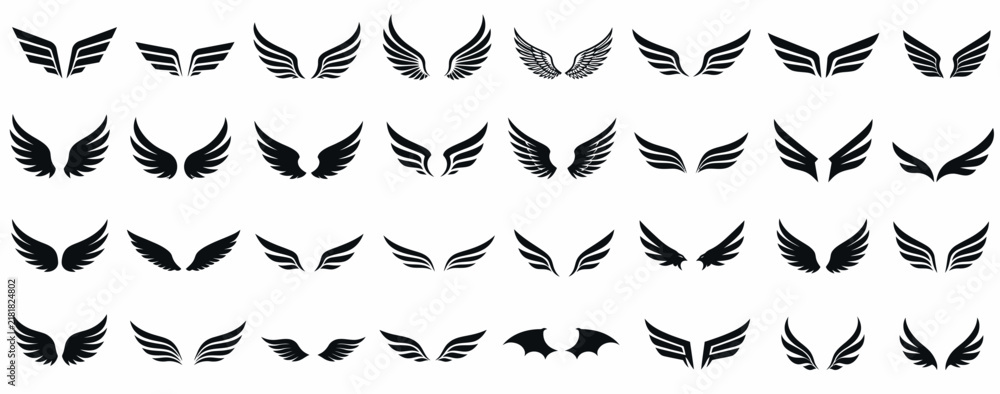 Fototapeta premium Angel and Bird Wing Silhouette Collection
