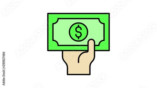 Cash out icon colored animation isolated on white background