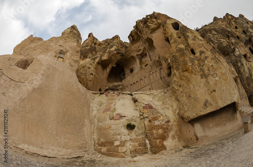 Bild auf Leinwand Historic Rock Carved Church Facade in Goreme Cappadocia
