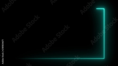 Abstract glowing neon lines waving copy space. neon line abstract motion background. animated moving led light screen box projection 3d rendering, empty space border presentation design background.4k