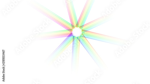 Fotografie Radiant rainbow starburst with multi-colored light rays emanating from a central