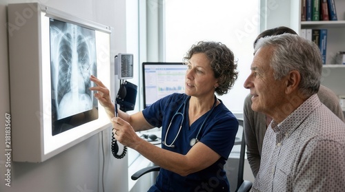 Doctor Explaining X-Ray Results To Patient