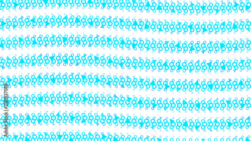 Wavy horizontal lines of bright cyan and black circular dots creating a textured pattern on a black background, forming a rhythmic wave effect