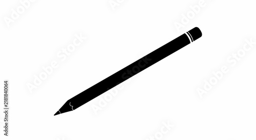 A black pencil with white stripes on a white background