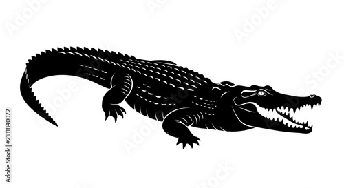 Black alligator with open mouth