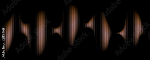Warm orange and peach vertical lines creating rhythmic sound wave with constant oscillations for electronic music visuals.
