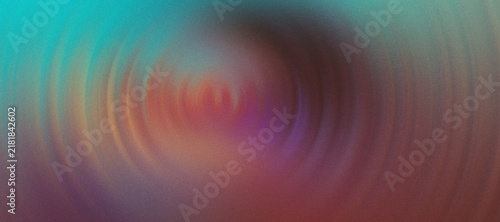Obraz na plátně Abstract grainy circular background with turquoise and red glow, blurred concent