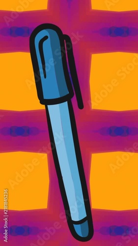 Animation of pen over pattern on pink background