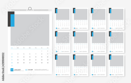 12 page calendar design for 2027 year, 2027 corporate calendar template