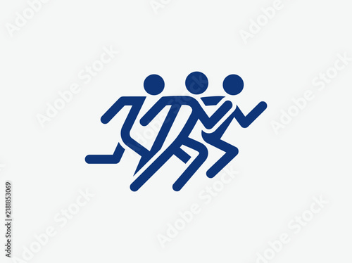 Dynamic Trio Running Forward Motion Symbol Illustration