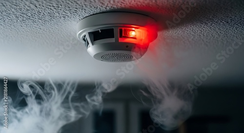Smoke Detector Alerting with Red Light in Dark Room