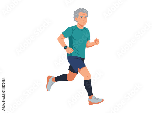 Active Senior Man Jogging For Fitness And Health In Style