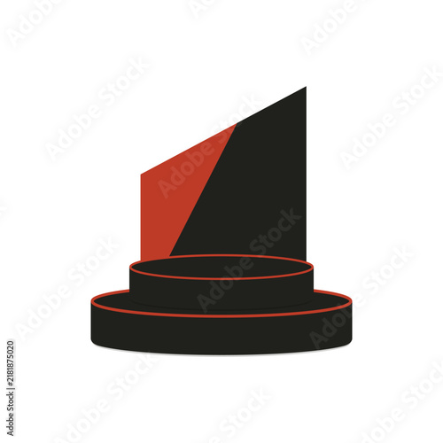Red and black geometric product display podium for cosmetics, fashion, packaging, retail and promotional presentations.