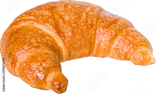 Canvastavla Golden brown flaky croissant pastry isolated on a clean white