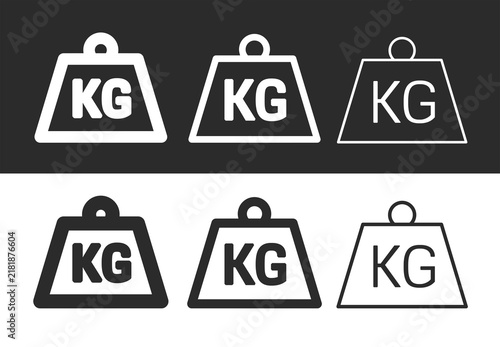 A weight or kettlebell icon. Symbols of kilograms, kg or tonnes. Symbols of great weight, force, or ponderosity. Attributes of a crane, hoist, or construction site. Raster.