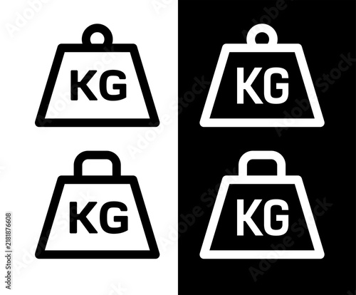A weight or kettlebell icon. Symbols of kilograms, kg or tonnes. Symbols of great weight, force, or ponderosity. Attributes of a crane, hoist, or construction site. Raster.