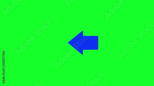 Blue Left Arrow Motion Animation on Bright Green Background.4k video