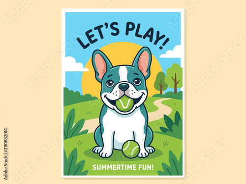 French Bulldog Ready For Playtime Outdoors With Tennis Balls
